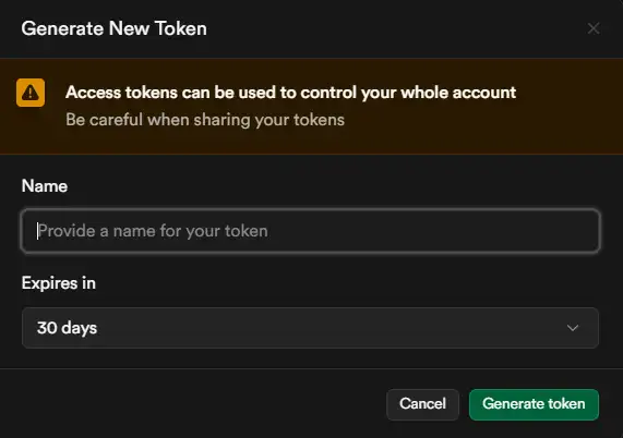 Passo 2: Gerar Novo Token